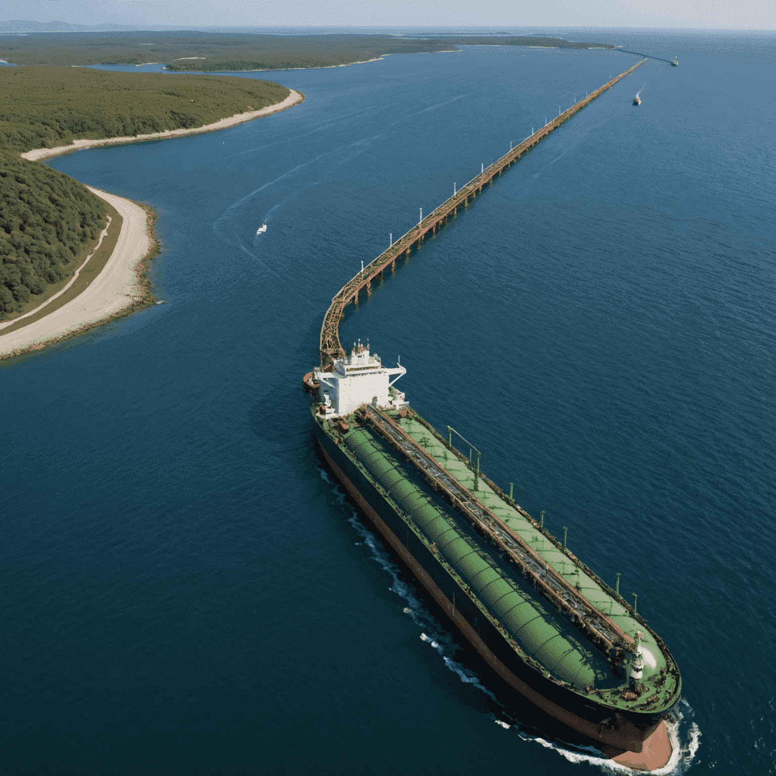 Split image showing an oil tanker at sea and an intricate pipeline network, representing midstream logistics